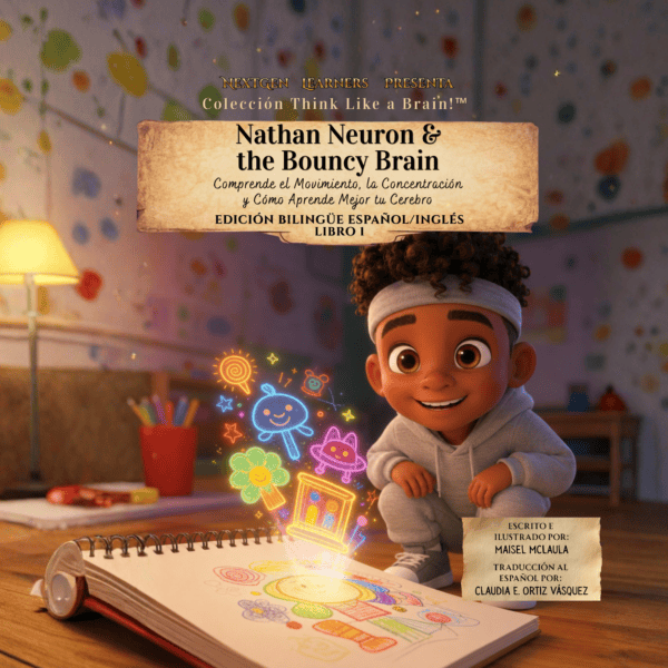 front cover nathan neuron and the bouncy brain bilingual (spanish)