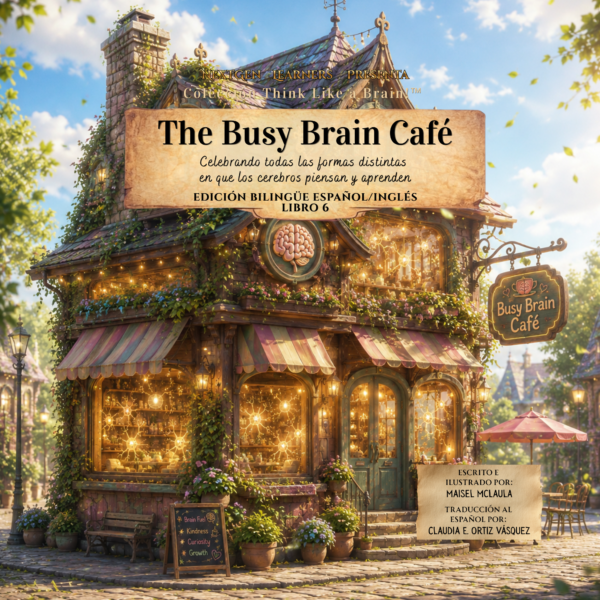 front cover the busy brain café bilingual (spanish)