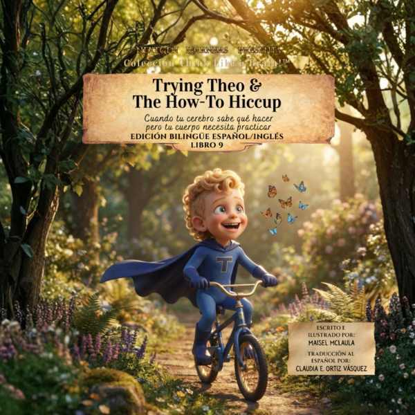 front cover trying theo and the how to hiccup bilingual (spanish)